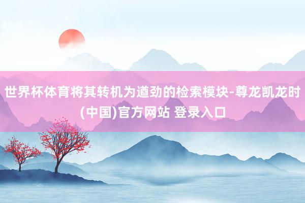 世界杯体育将其转机为遒劲的检索模块-尊龙凯龙时(中国)官方网站 登录入口