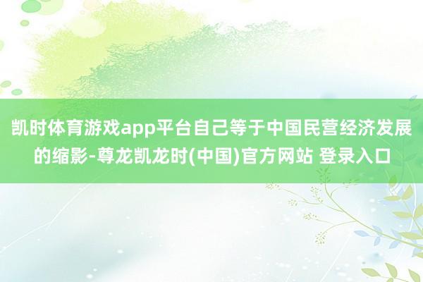 凯时体育游戏app平台自己等于中国民营经济发展的缩影-尊龙凯龙时(中国)官方网站 登录入口