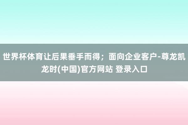 世界杯体育让后果垂手而得；面向企业客户-尊龙凯龙时(中国)官方网站 登录入口