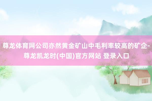 尊龙体育网公司亦然黄金矿山中毛利率较高的矿企-尊龙凯龙时(中国)官方网站 登录入口