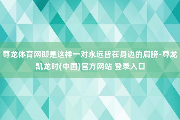 尊龙体育网即是这样一对永远皆在身边的肩膀-尊龙凯龙时(中国)官方网站 登录入口