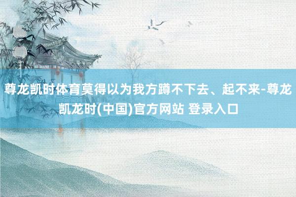 尊龙凯时体育莫得以为我方蹲不下去、起不来-尊龙凯龙时(中国)官方网站 登录入口