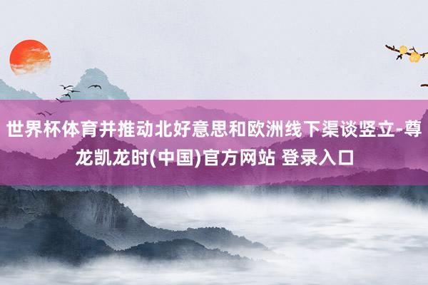 世界杯体育并推动北好意思和欧洲线下渠谈竖立-尊龙凯龙时(中国)官方网站 登录入口