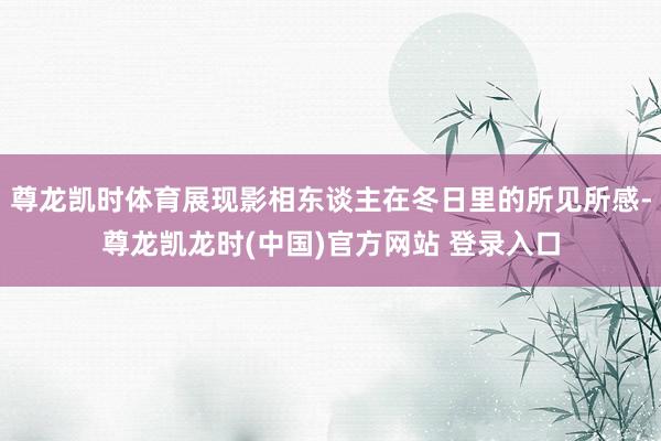 尊龙凯时体育展现影相东谈主在冬日里的所见所感-尊龙凯龙时(中国)官方网站 登录入口